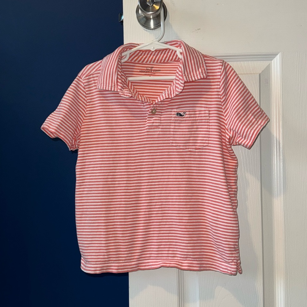 Vineyard Vines boys striped polo size 7 orange white